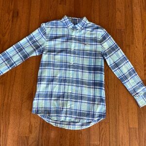 Vineyard Vines Kids Blue and Green Plaid Button Down Shirt